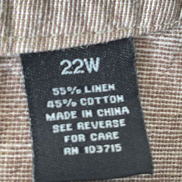 Sharagano brown linen cotton cropped short sleeve swing jacket 22W - Picture 12 of 13